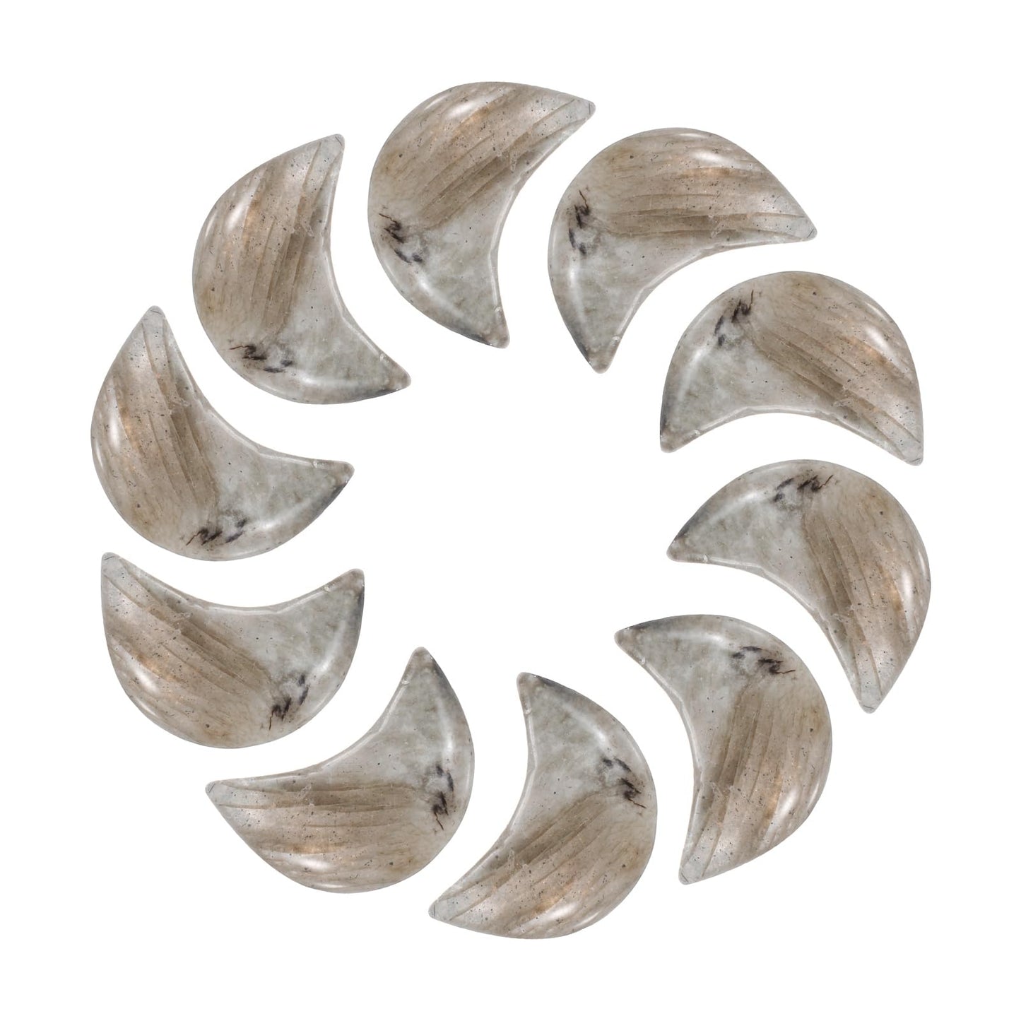 MECCANIXITY 10 Pcs Moon Crystal Worry Stone, 0.5 Inch Length Natural Grey Labradorite Moon Gemstone Bulk, Carved Pocket Stones for Meditation Balancing Pendant Decor