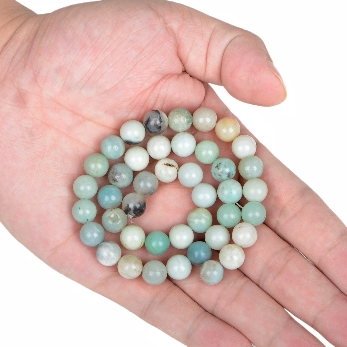 AD Beads Natural Gemstone Round Loose Beads 15" for Bracelet Necklace Earrings Jwelery Making Crafts DIY (8mm, Multicolor Amazonite)
