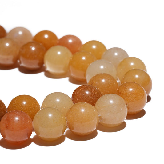 10mm Natural Yellow Jade Gemstone Beads Polished Round Smooth Stone Beads for Bracelets Jewelry Making 15inch Loose Beads