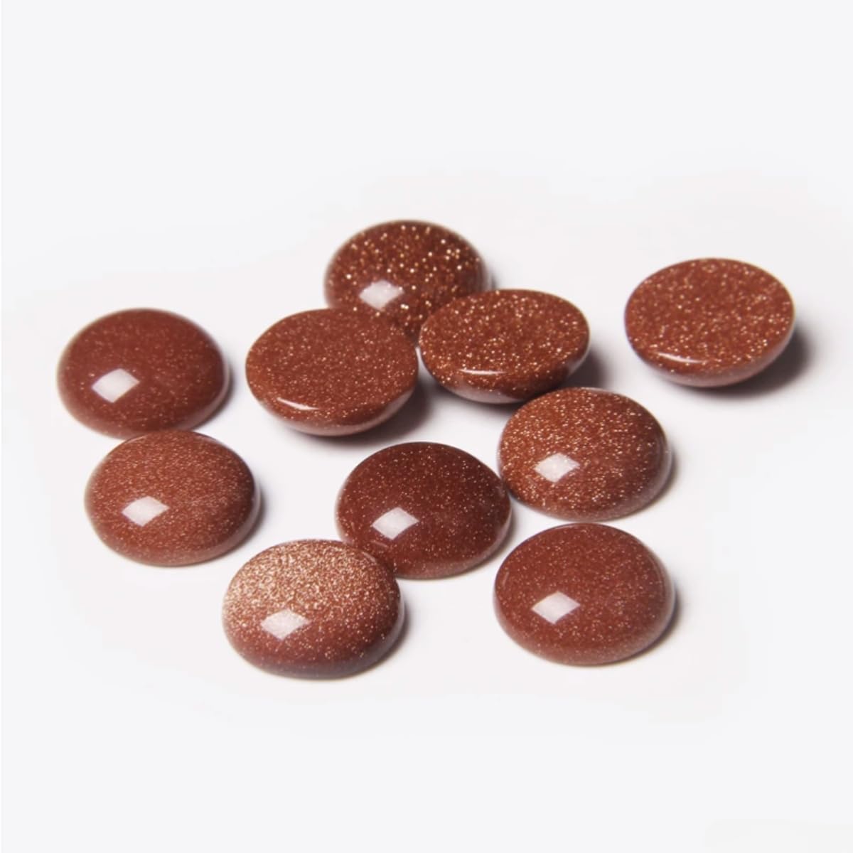 20pcs 8mm Natural Stone No Hole Gold Sandstone Semicircle Smooth Cabochons Beads Healing Chakra Crystal Stone Bead for Jewelry Making Rings Earrings Necklace Bracelet DIY Crafts