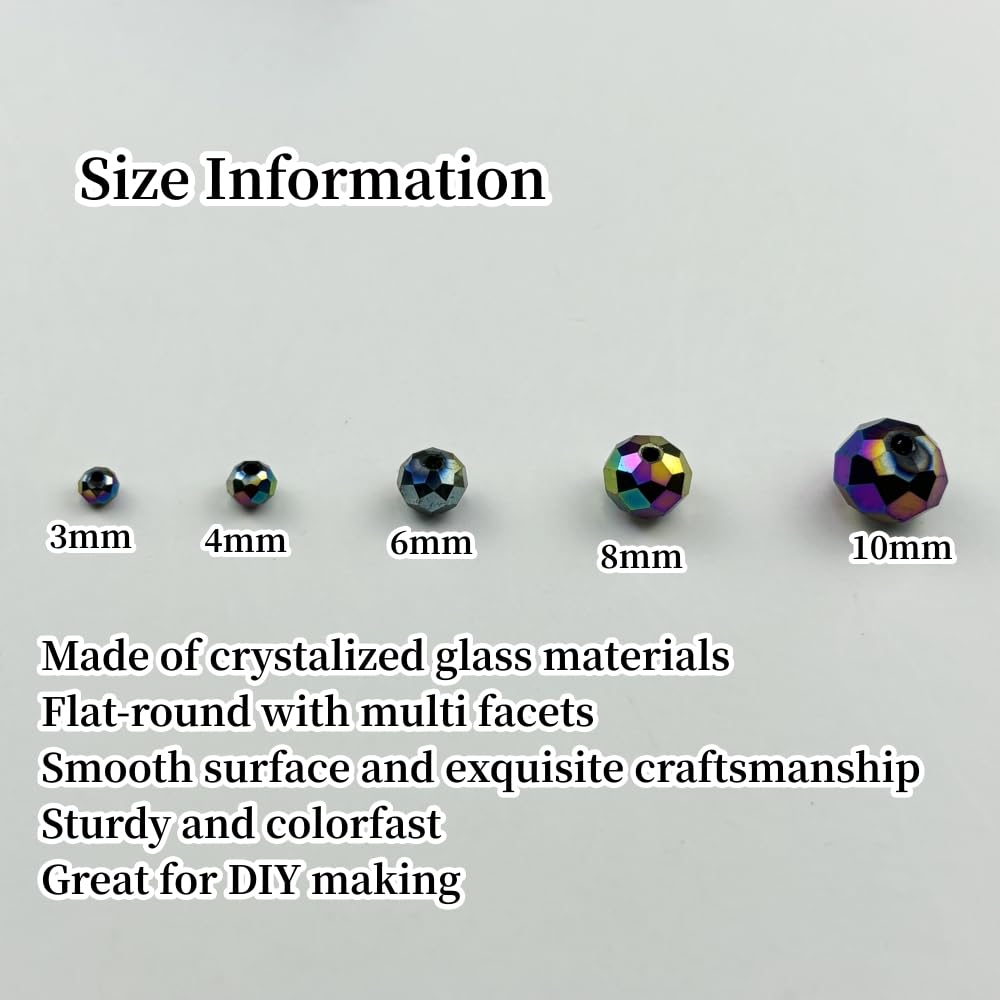 YUEXIGO 600pcs 3mm Crystal Glass Beads for Jewelry Making, Faceted Rondelle Glass Spacer Beads for Wind Chimes Bracelet Earring Necklace DIY Craft(Rainbow)