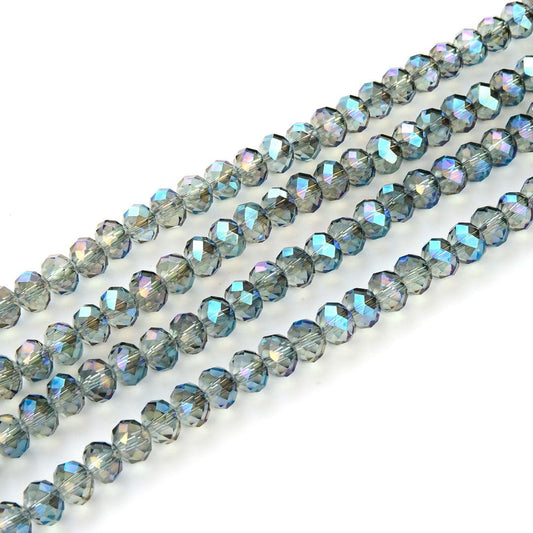 1000pcs Czech Faceted Rondelle Crystal Glass Loose Beads 6mm Spacer Bulk Green Peridot Shimmer for DIY Craft Jewelry Making CCR636