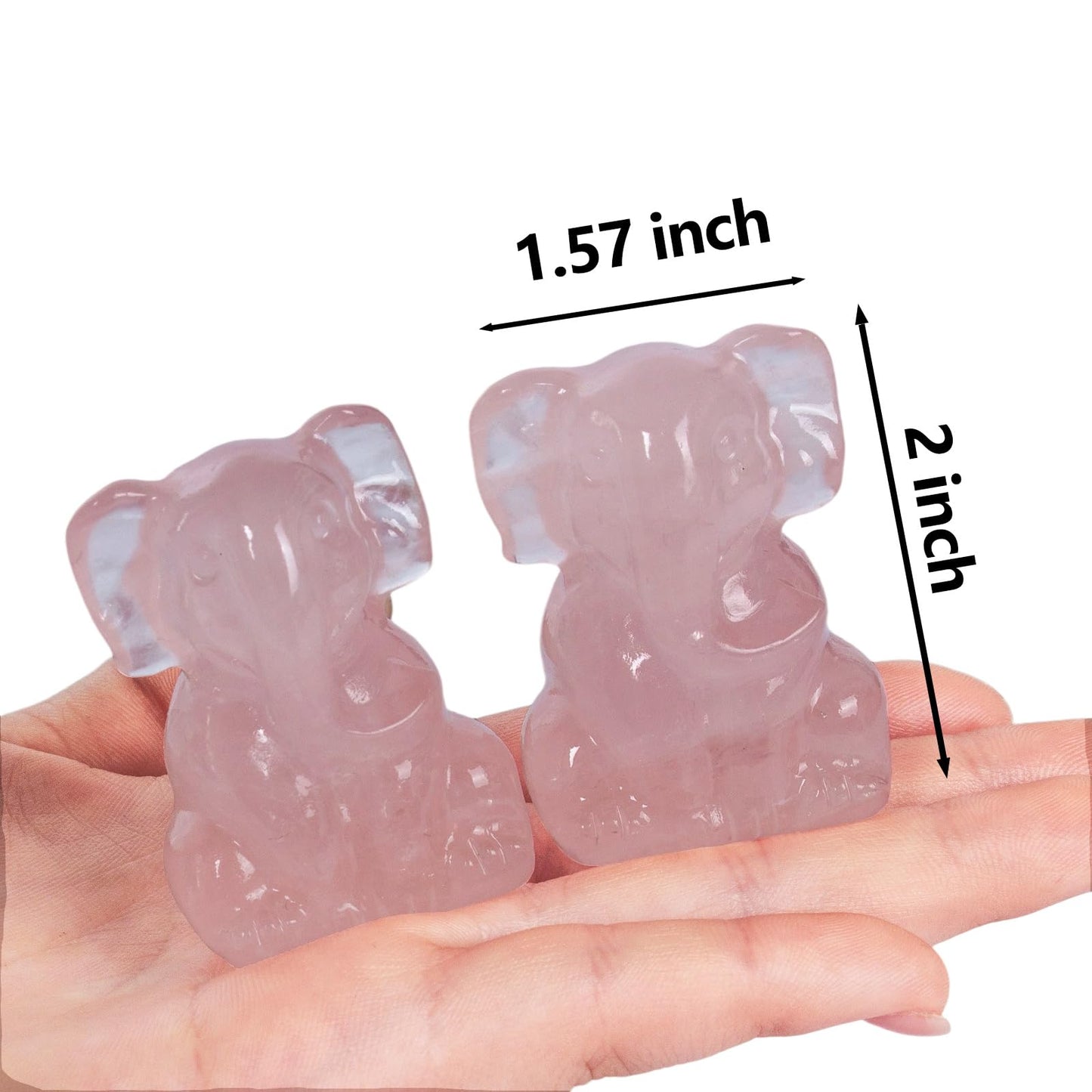 Ytbeoxk 2 Inch Crystal Elephant Decor Statues, Rose Quartz Cute Sitting Elephant Figurines, Reiki Healing Crystal Carved Animal Statues, Home Office Desk Hand Carved Decor Gifts for Women