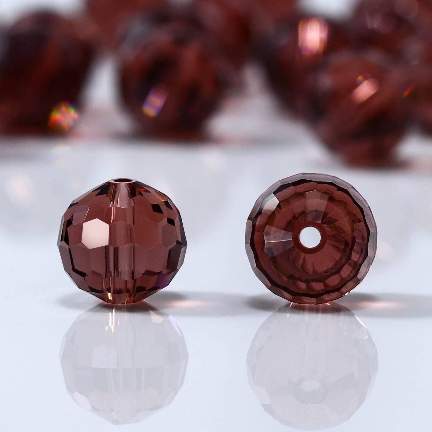 Dowarm 10MM Round Crystal Beads for Jewelry Making, Purple Faceted Crystal Glass Beads for Crafts Bracelet Wind Chimes Suncatcher, #5003 Rondelle Spacer Beads, Loose Gemstones, 50PCS