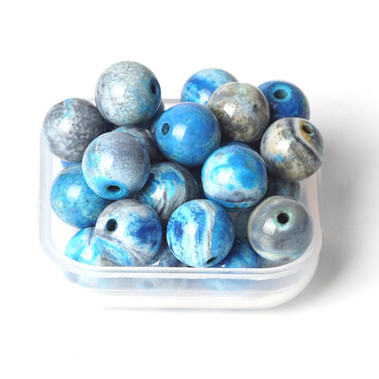 100Pcs Natural Stone 8mm Blue Stripe Agate Round Loose Gemstone Energy Healing Beads Hole Size 1mm DIY Smooth Beads for Bracelet Necklace Earrings Jewelry Making