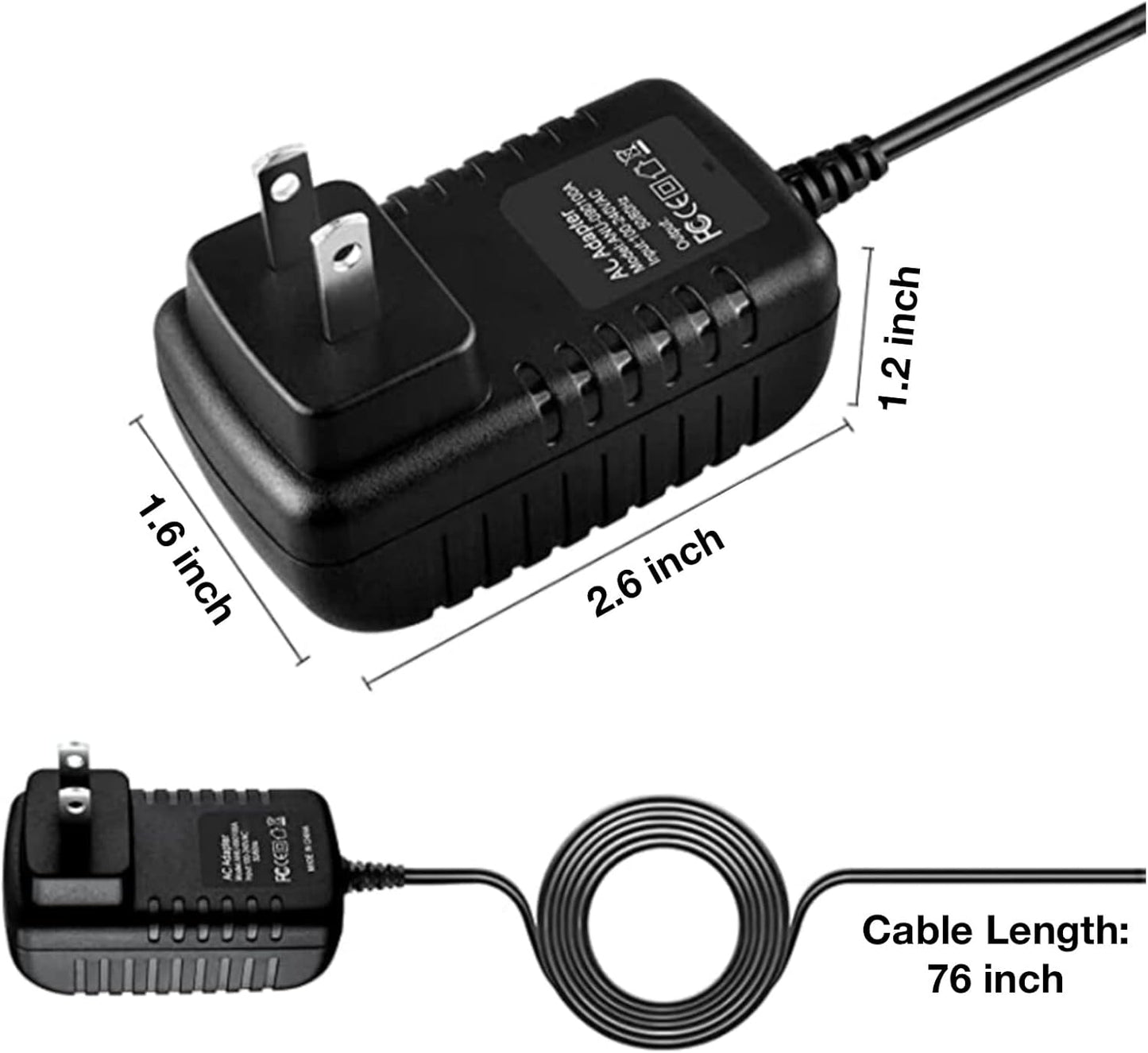 LKPower (12v) 6.5ft 4 8 9 16 DVR4 DVR8 DVR9 DVR16 Long AC/DC Adapter Compatible with Swann Channel Series Digital Video