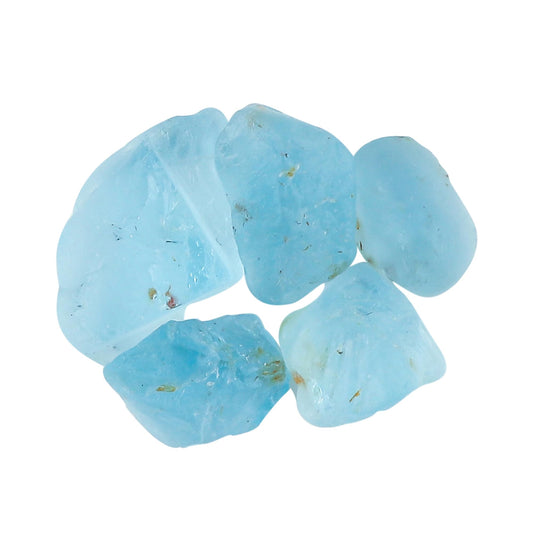 CRYSTALINES 5pcs AAA Natural Raw Blue Topaz Gemstones, Wholesale Untreated Rough Stone, DIY Jewelry Making, Bulk Loose Crystals Supplies, November Birthstone, Success Stone