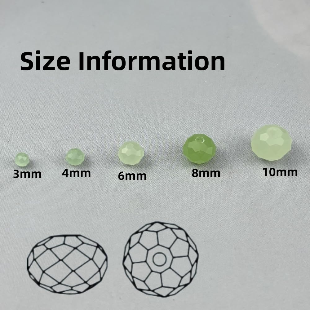 Pinhoollgo 500pcs 3mm Crystal Glass Beads Faceted Rondelle Glass Spacer Beads for Bracelets Necklace Pendants Earrings Key Chains Jewelry Making(Light Green Jade)