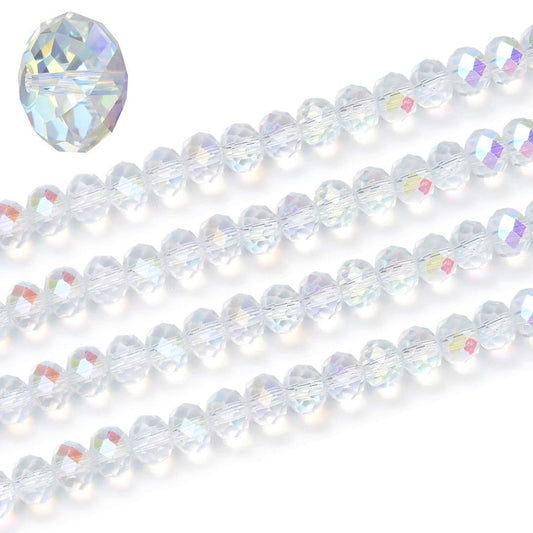1000pcs Czech Faceted Rondelle Crystal Glass Loose Beads 6mm Spacer Bulk Crystal AB for DIY Craft Jewelry Making CCR602