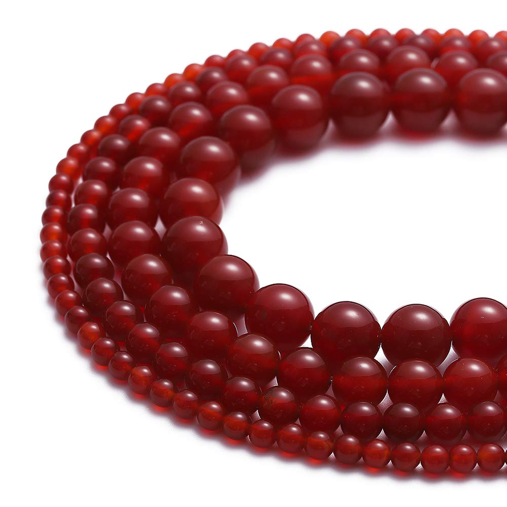 BEADIA Natural Red Agate Stone Round Loose Semi Gemstone Beads for Jewelry Making 6MM 61PCS