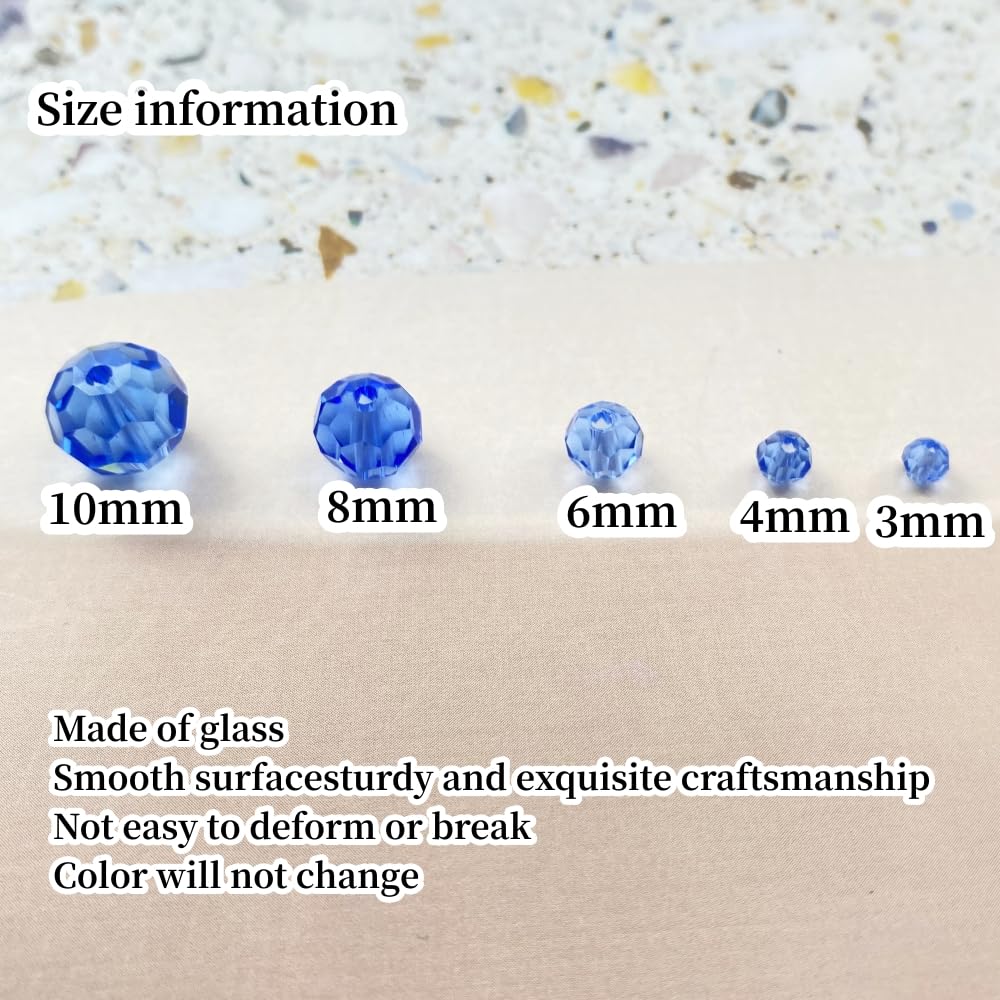 Xinhongo Crystal Glass Beads 400 Pieces 4mm Round Faceted Glass Spacer Beads for Jewelry Making Bracelet Earring Necklace DIY Craft Supplies(Light Blue)