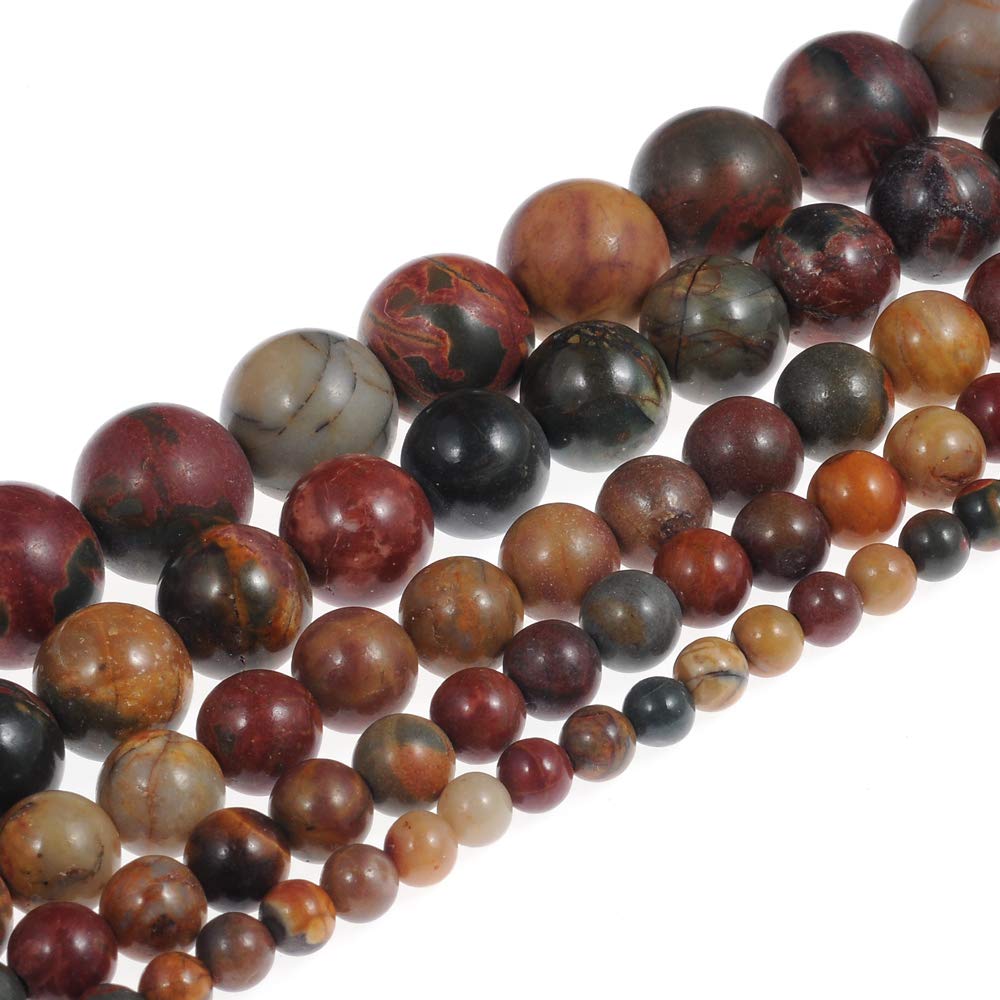 Natural Stone Beads 8mm Picasso Gemstone Round Loose Beads Crystal Energy Stone Healing Power for Jewelry Making DIY,1 Strand 15"