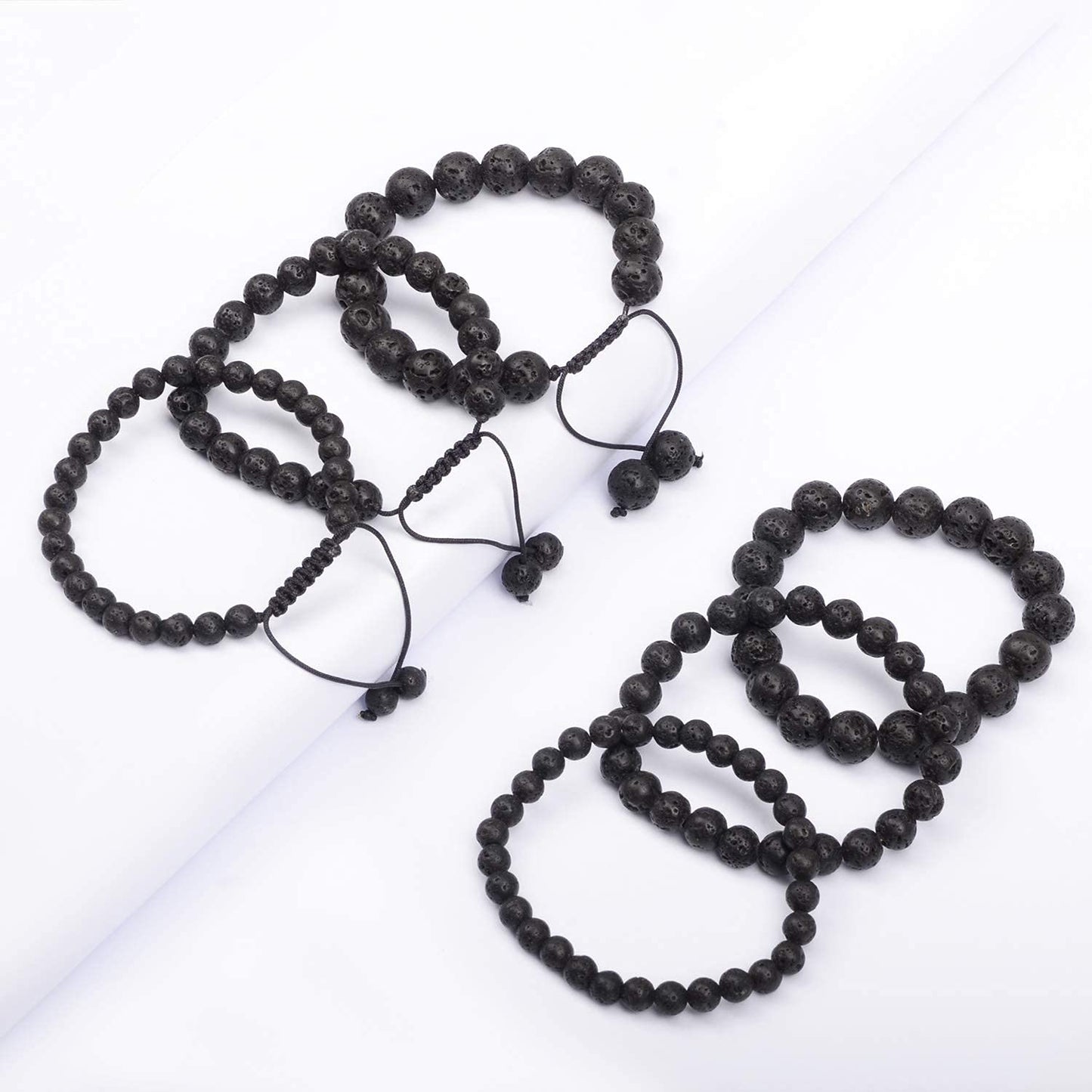 AD Beads Natural Gemstone Round Loose Beads 15" for Bracelet Necklace Earrings Jwelery Making Crafts DIY (4mm, Black Lava Stone)