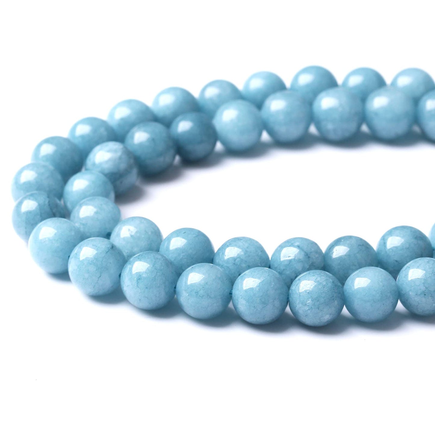 Blue Chalcedony Natural Stone Beads Gems Round Loose Beads Jewelry Making DIY Bracelet Necklace Accessory 1 Strand 36PCS 10MM 15"