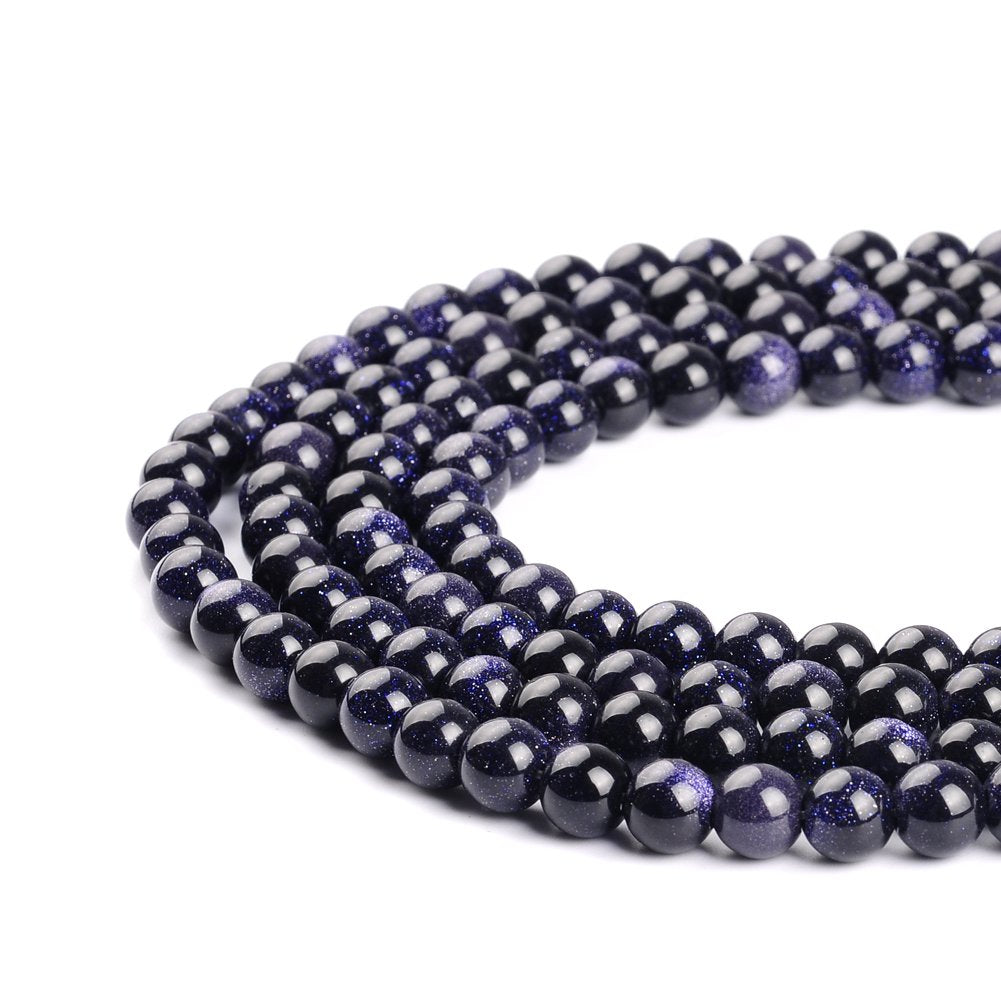 Natural Stone Beads 12mm Blue Sand Stone Round Loose Beads Crystal Energy Stone Healing Power for Jewelry Making DIY,1 Strand 15"