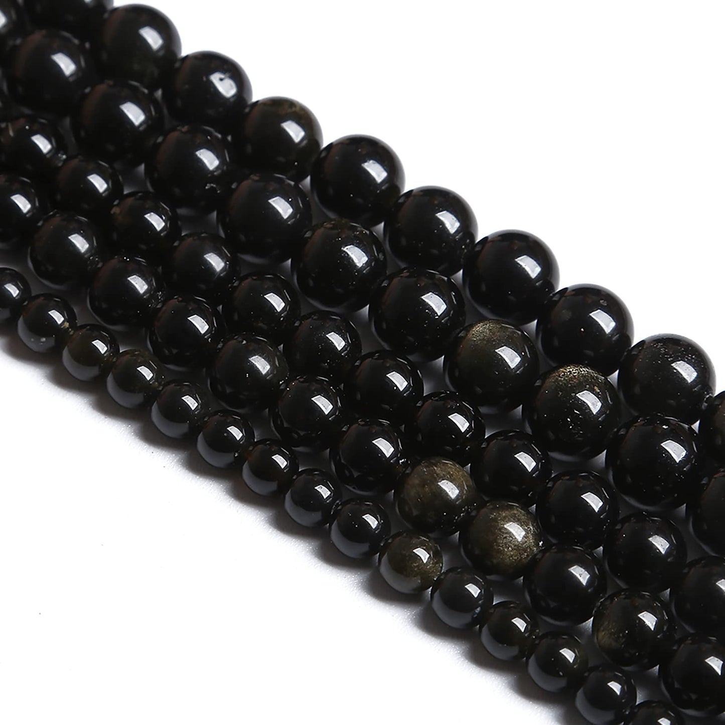 12MM 32PCS Natural Stone Golden Obsidian Loose Spacer Beads for Jewelry Making DIY Bracelet