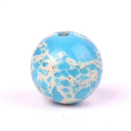 100Pcs Natural Stone 6mm Light Blue Imperial Jasper Round Loose Gemstone Energy Healing Beads Hole Size 1mm DIY Smooth Beads for Bracelet Necklace Earrings Jewelry Making