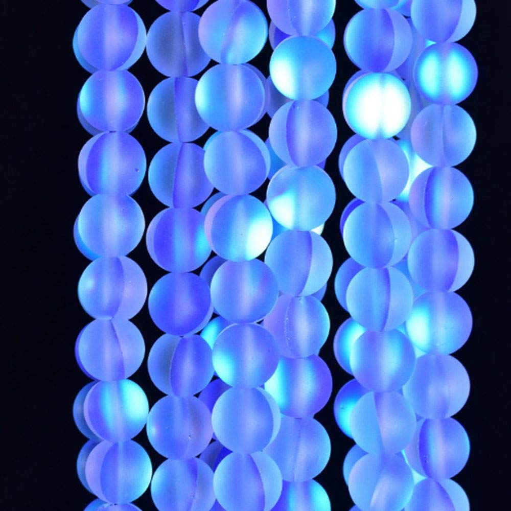 Asingeloo 38PCS 10mm Natural Blue Mystic Aura Quartz Gemstone Frosted Matte Titanium Round Loose Spacer Beads 15 inch Full Strand Crystal Healing Power Quartz