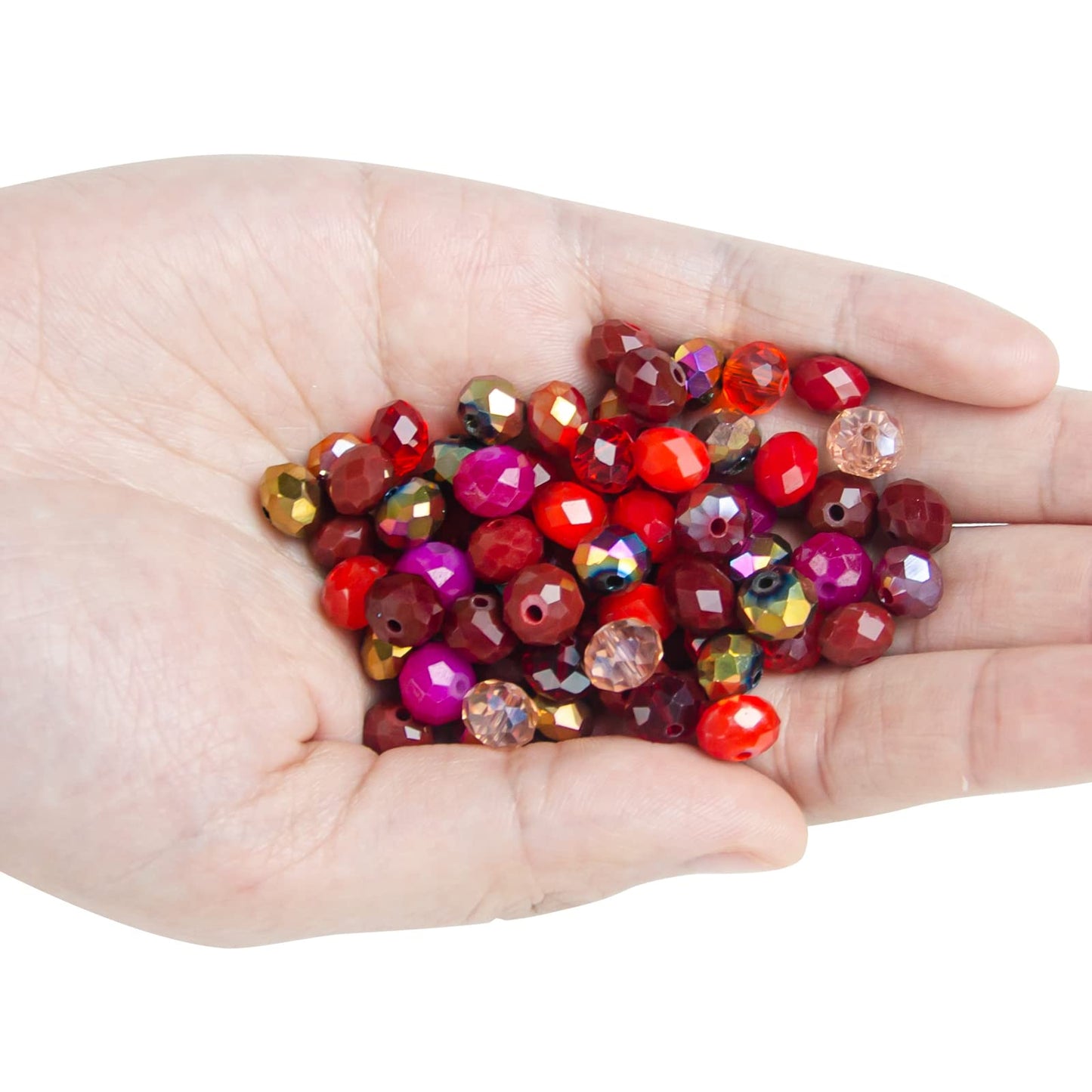 Niziky 500PCS 4MM Red Round Crystal Glass Briolette Rondelle Spacer Beads for Jewelry Making
