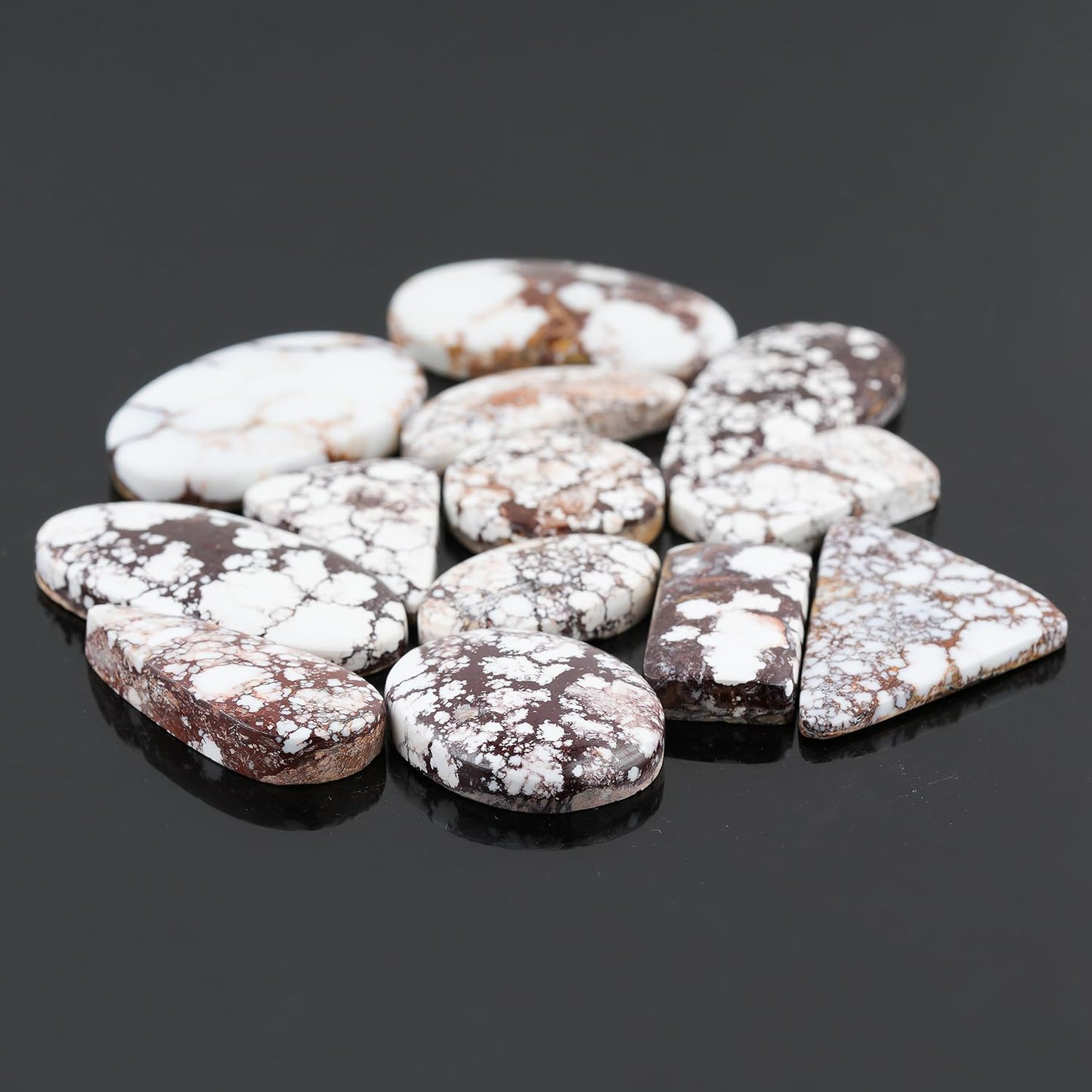 GemSymphony Natural Wild Horse Jasper Gemstone Cabochon Pack of 3 Mixed Shapes – Polished Crystal Stones for Jewelry Making Supply, Healing, Reiki & DIY Crafts, Natural Gem Cab Set for Wire Wrapping (15-20 mm)