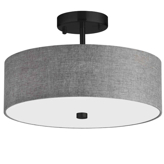 Dainolite Everly Semi-Flush Mount Light Frosted Glass 14.25in Grey Matte Black Model 571-143SF-MB-GRY