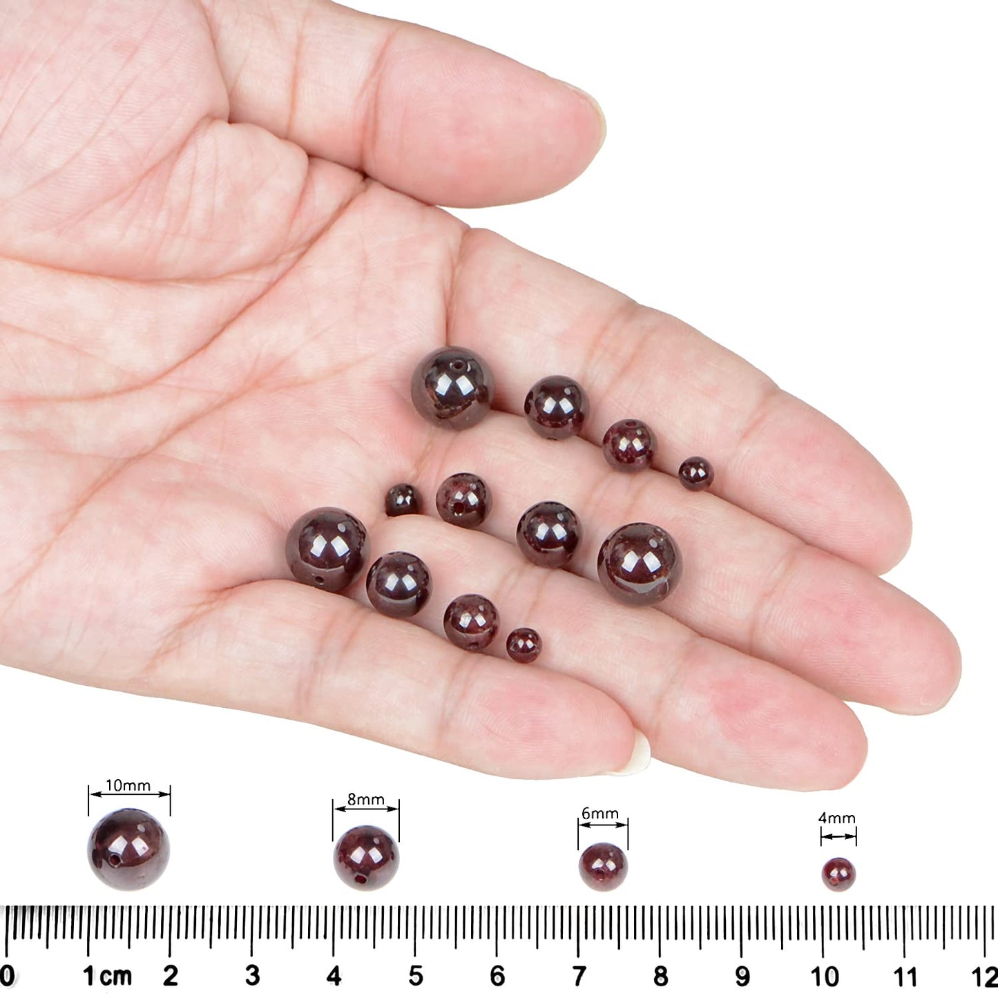 AD Beads Natural Gemstone Round Loose Beads 15" for Bracelet Necklace Earrings Jwelery Making Crafts DIY (6mm, Dark Red Garnet)