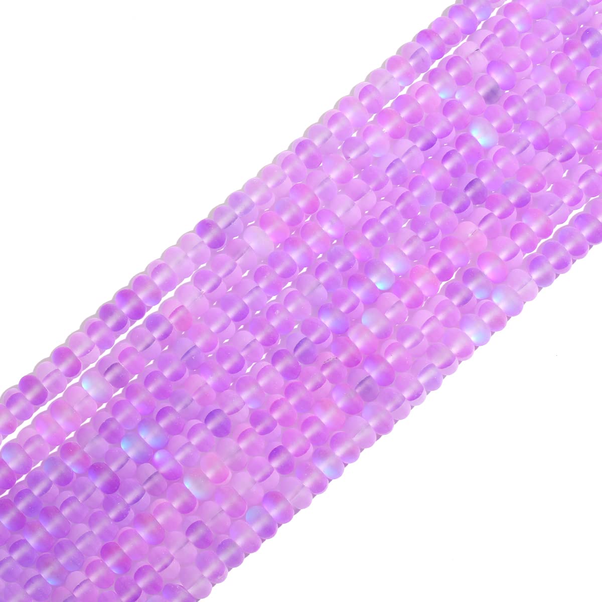 5x8mm Purple Matte Aurora Crystal Glass Beads Loose Rondelle Disc Beads Frosted Moonstone for Jewelry Making