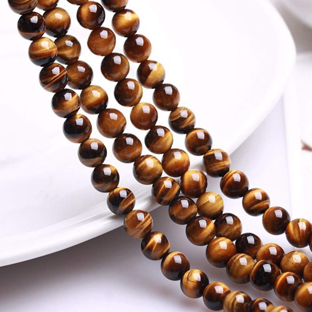 Natural Stone Beads 100pcs 6mm Tiger Eye Round Genuine Real Stone Beading Loose Gemstone Hole Size 1mm DIY Smooth Beads for Bracelet Necklace Earrings Jewelry Making (Tiger Eye, 6mm)