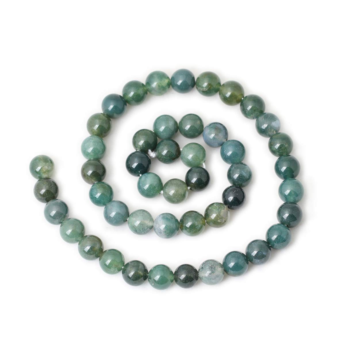 CHEAVIAN 45PCS 8mm Natural Moss Agate Gemstone Round Loose Beads for Jewelry Making DIY 1 Strand 15"