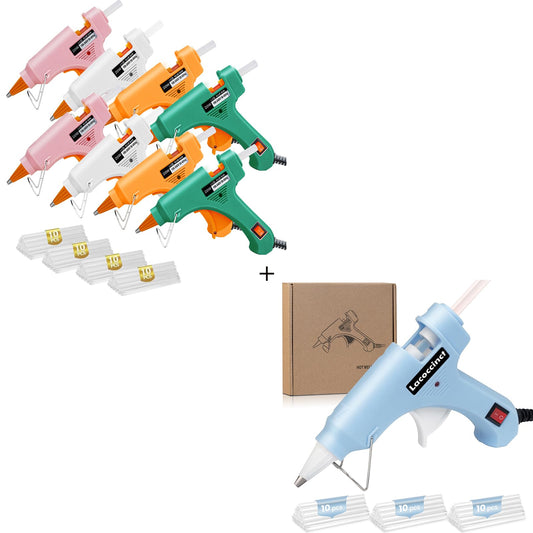 Hot Glue Gun Kit with 70 Glue Sticks and Anti-Scalding Nozzles, 8 Pack Fast Preheating Mini Hot Melt Gun Set for Crafts, DIY Arts, Class Projects, School, Home Repairs - Multicolors