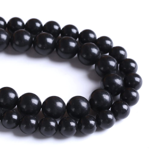 120PCS 6MM Natural Stone Shungite Beads Crystal Loose Beads for Jewelry Making DIY Bracelet