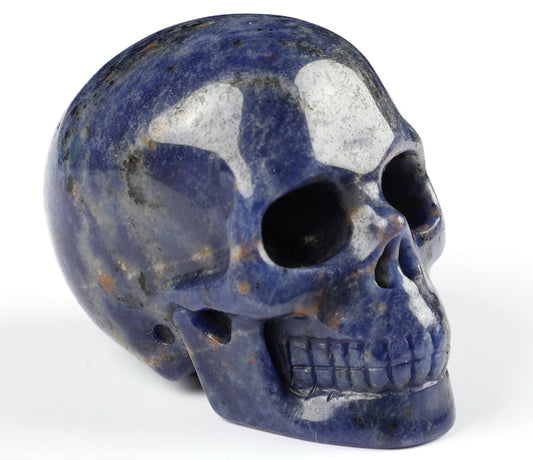 Skullis 2.0" Sodalite Crystal Skull, Hand Carved Gemstone Fine Art Sculpture, Reiki Healing Stone Statue.1380
