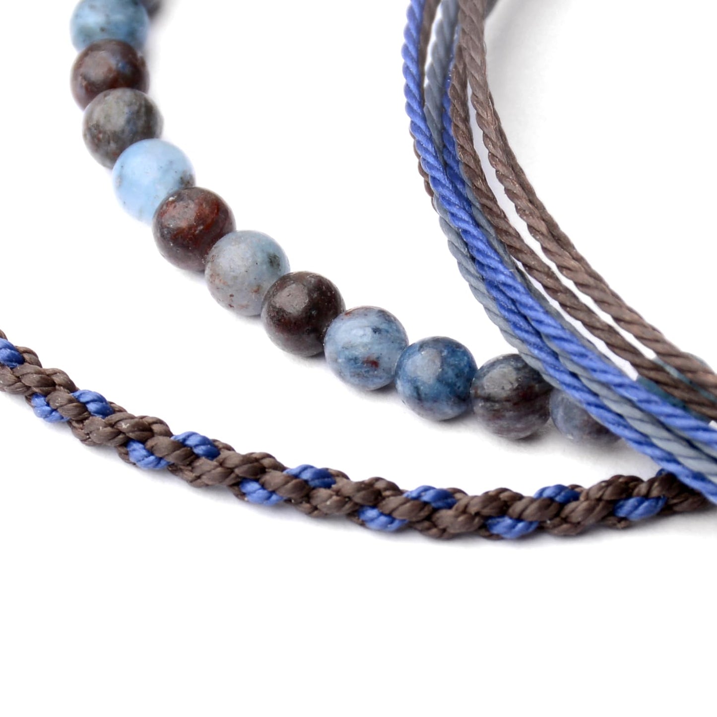 Handmade Natural Stone Beaded Healing Bracelet Gift for Men Adjustable Rope String Bracelet (Blue/Coffee Jasper, Adjustable)
