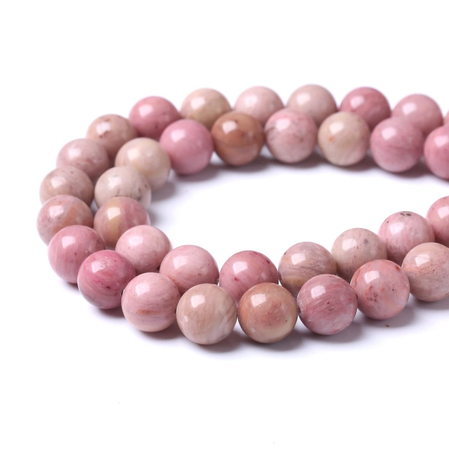 36PCS 10MM Natural Rhodonite Beads Round Loose Stone Beads for Jewelry Making DIY Energy Stone Healing Power Bracelet 15"