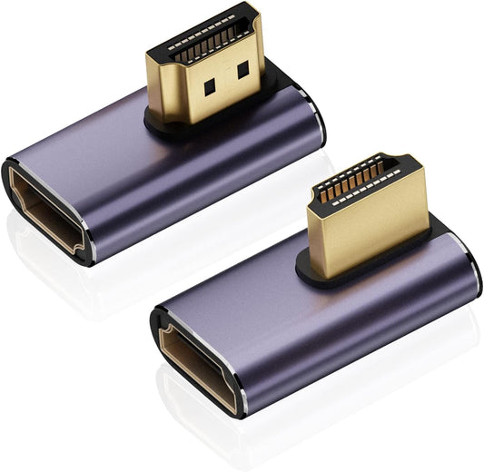 AreMe 8K 2.1 (2 Pack), 90 270 (34 24 9MM) HDMI Right Angle Adapter Left&Right Degree and Degree HDMI Male to HDMI