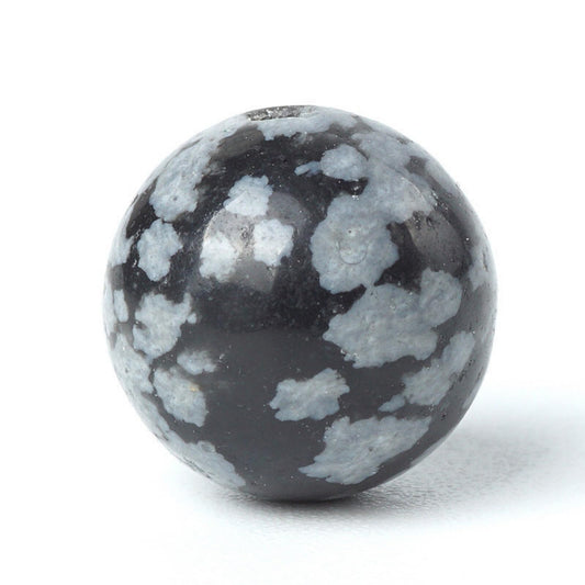 100Pcs Natural Stone 6mm Snowflake Round Loose Gemstone Energy Healing Beads Hole Size 1mm DIY Smooth Beads for Bracelet Necklace Earrings Jewelry Making