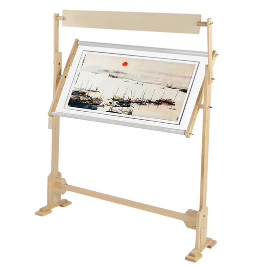 Adjustable Embroidery Stand, Large Size Wood Frame Embroidery Hoop Stand Rotated Cross Stitch Stand for Cross Stitch Needlework Sewing Tools