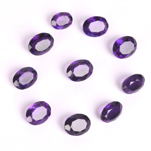 125 Ct. 10 Pcs Perfect Oval Cut Beautiful Violet Amethyst Loose Gemstone Lot