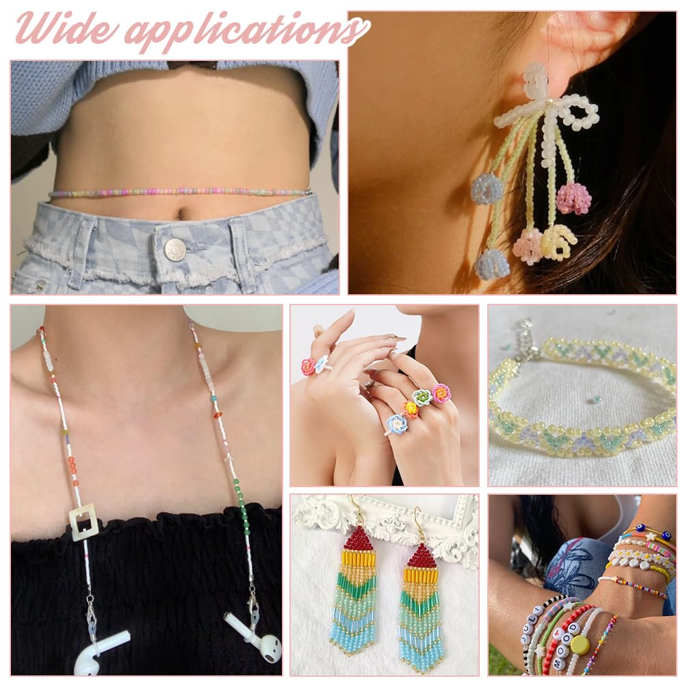 PH PandaHall 1800pcs 6 Colors Cloudy Fantasy Seed Beads 3mm Creamy Glass Beads Round Waist Beads Little Pastel Beads Small Craft Spacer Beads for Bracelet Necklace Earring Summer Seaside