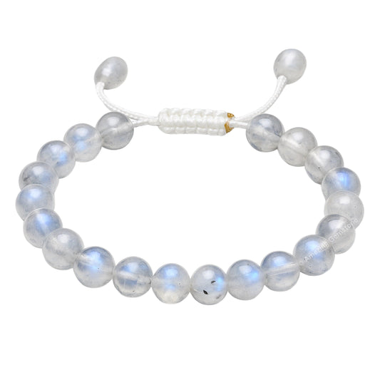 Amazing Gemstone Premium Rainbow Moonstone Bracelet for Women Men's Gifts - Protection Healing Crystal Bracelet - 8mm Gemstone Beaded Adjustable Bracelet Pulseras Para Hombres Mujer Stocking Stuffers