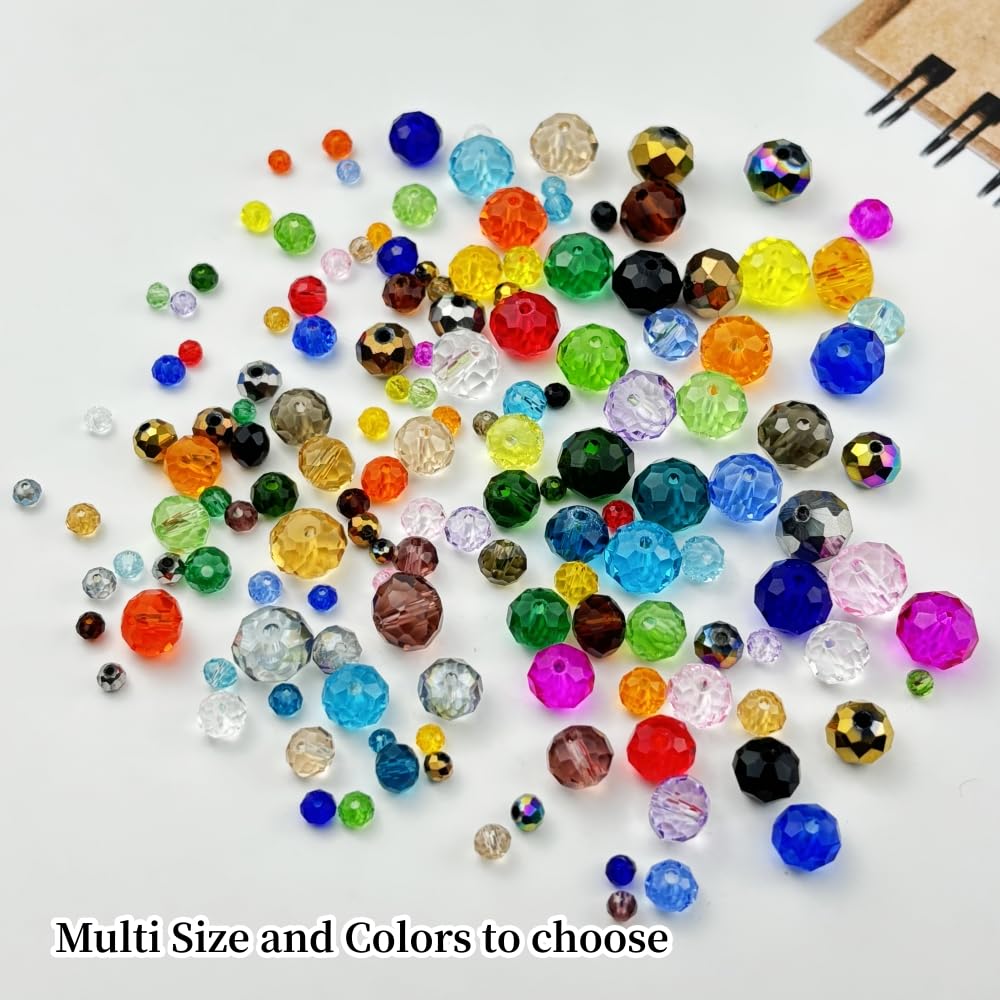 YUEXIGO 60pcs 10mm Crystal Glass Beads for Jewelry Making, Faceted Rondelle Glass Spacer Beads for Wind Chimes Bracelet Earring Necklace DIY Craft(Rainbow)