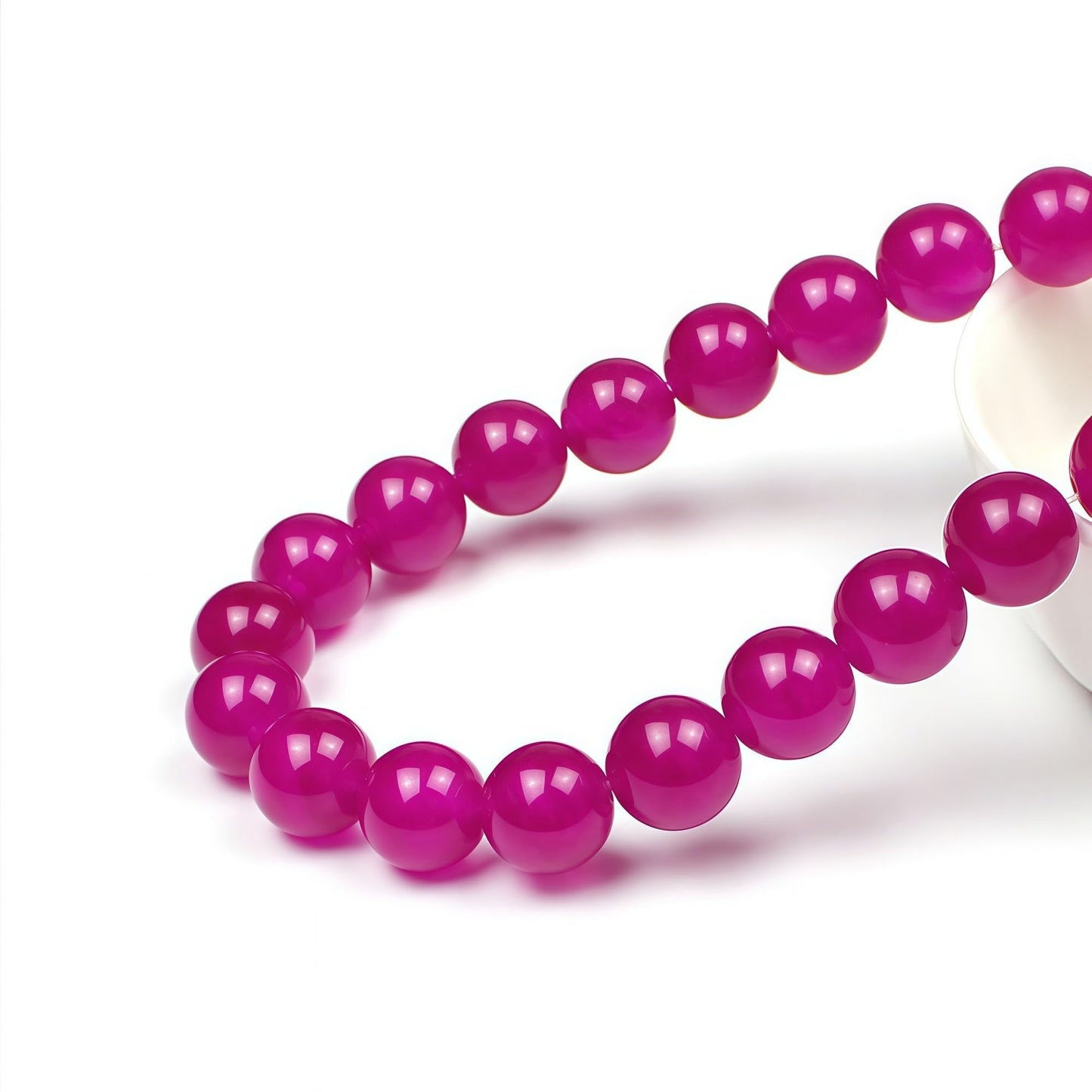 MJDCB Natural Rose Red Jade Round Loose Beads for Jewelry Making DIY Bracelet Necklac (8mm)