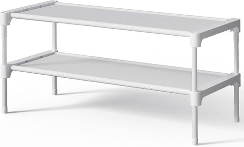 Kitsure Shoe Rack - Stackable Non-Woven Shoe Organizer for Closet & Entryway - 27.5" Wide, 2 Tier, White