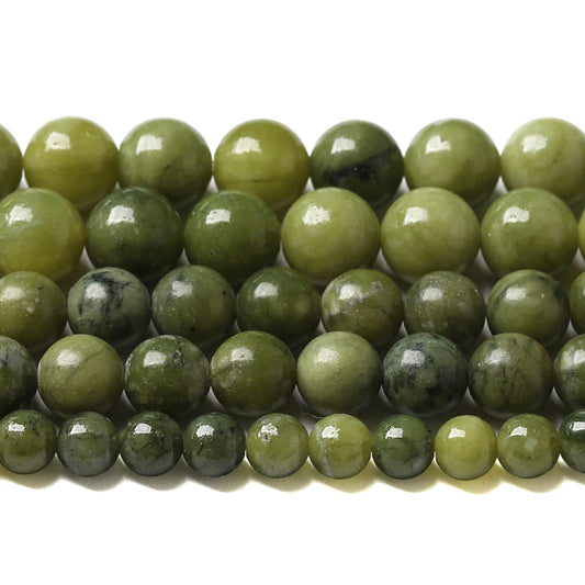 120PCS 6MM Natural Stone Chinese Green Jade Loose Beads for Jewelry Making DIY Bracelet Necklace