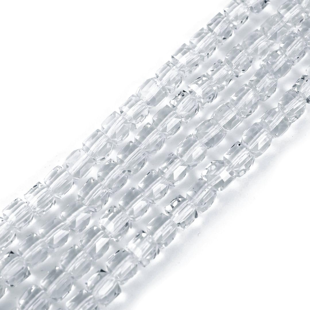 200pcs Czech Faceted Cube Crystal Glass Loose Beads Spacer Bulk 6mm (0.24 Inch) Crystal Clear for DIY Jewelry Craft Making CCC601