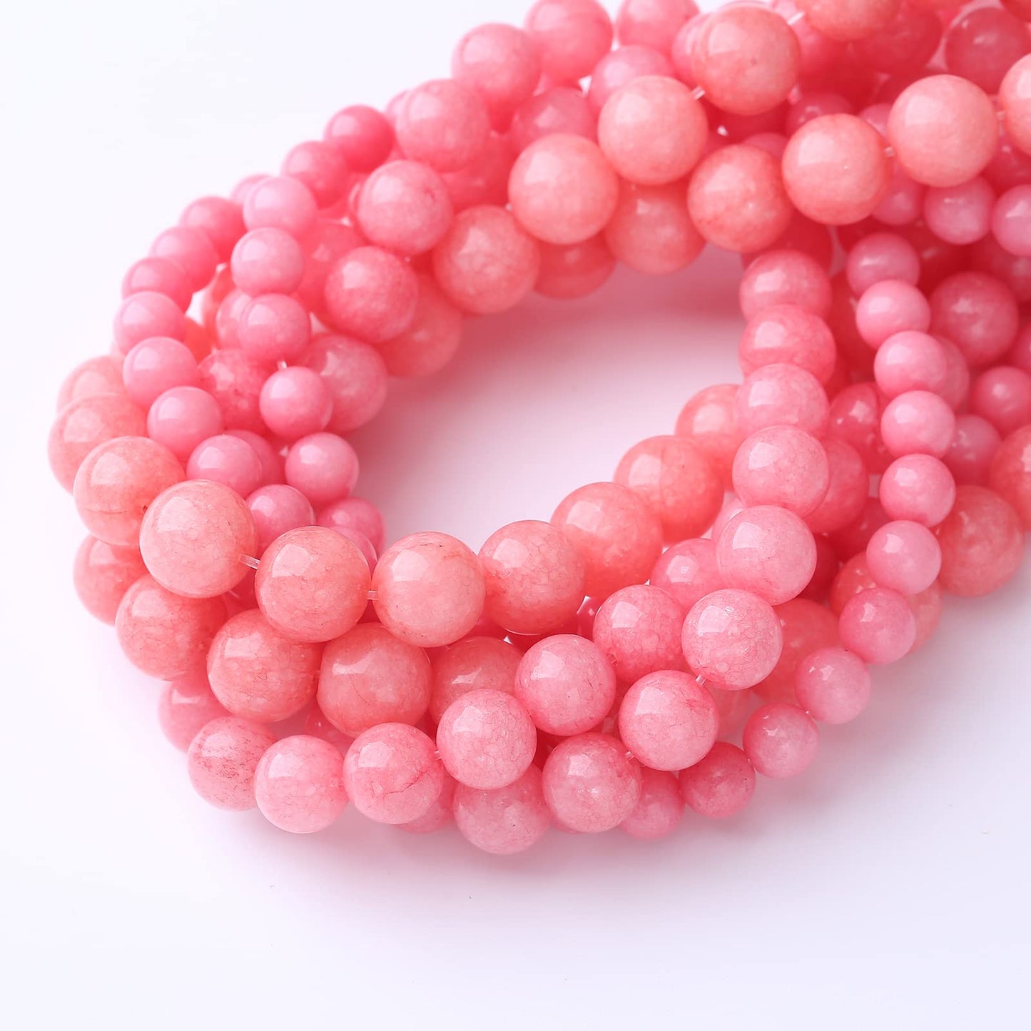 32PCS 12MM Natural Pink Jade Stone Beads Energy Healing Beads for DIY Jewelry Bracelet Necklace Making for Jewelry Making15Inch