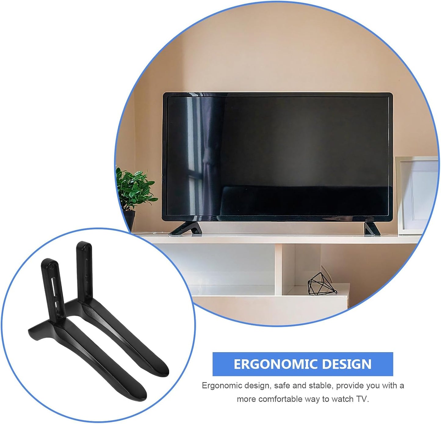 VALICLUD TV Base Pedestal Stable TV Stand Replacement with Screws Black Holder for Home Living Room Furniture Media