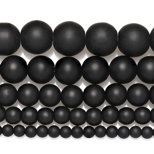 10mm 35pcs Round Beads Black Agata Onyx Tassels Chandelier Necklace Earrings Bracelet Strand Gem Natural Stone Dull Polished Fashion Jewelry Findings DIY Accessories (10mm, Black Matte)