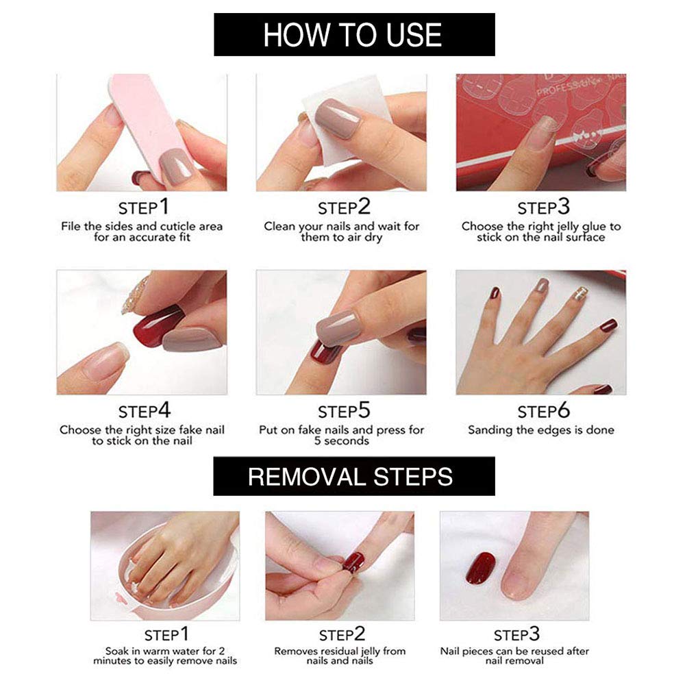 YoYoee Long Square False Nails 3D Butterfly Nails Tips Gradient Nude Press on Nails French Fake Nails for Women and Girls 24PCS