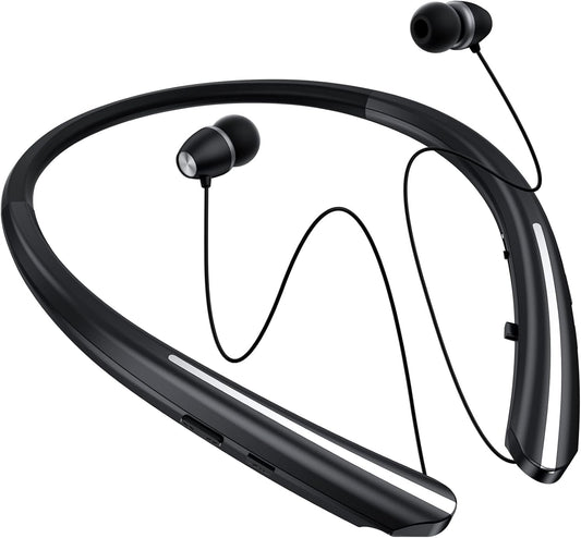 APPINESSEY Headset Bluetooth Headphones Retractable Neckband, Bluetooth with Microphone Vibration Call, Stereo Noise